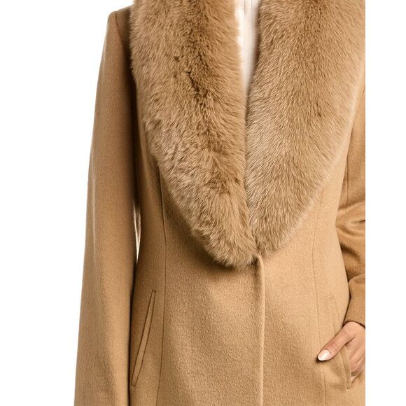 Sofiacashmere Womens  Oversized Collar Wool-Blend Coat, Brown - Picture 4 of 5